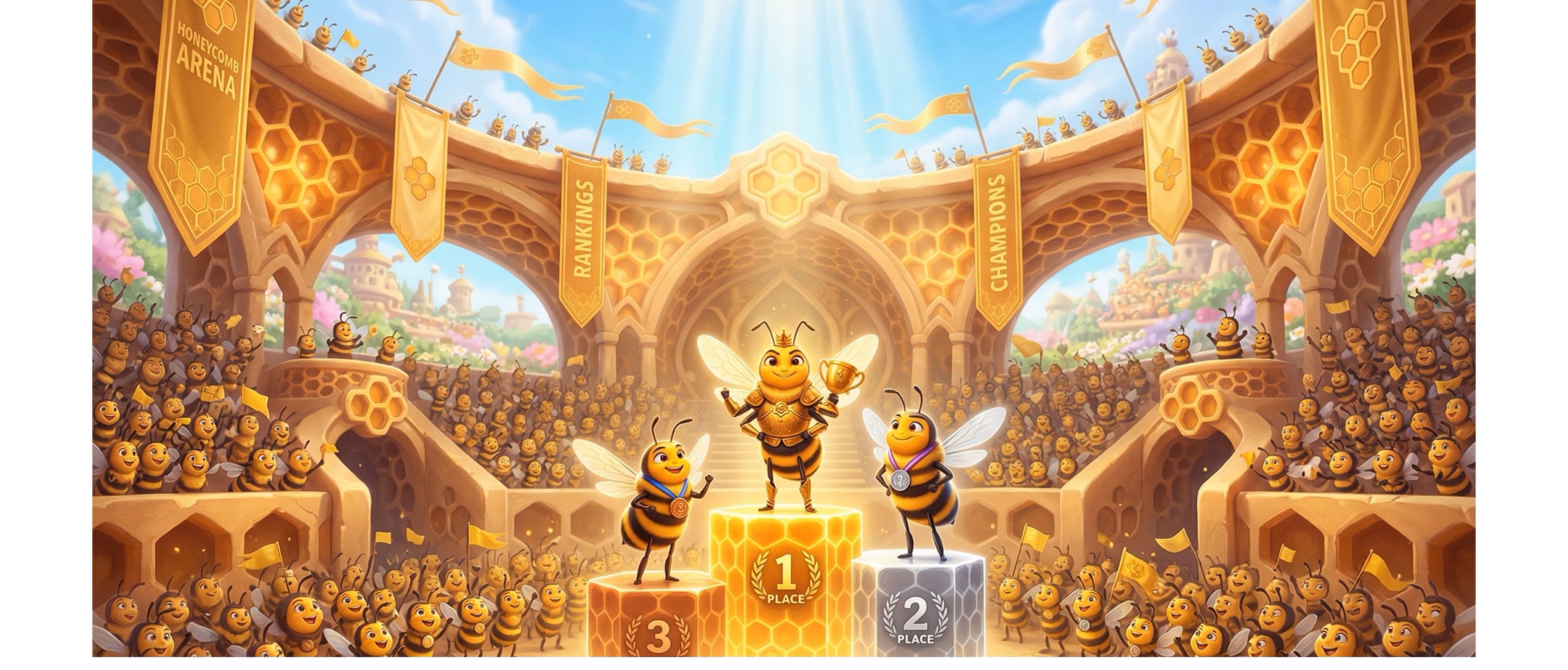 The Hive arena with the three leading members
